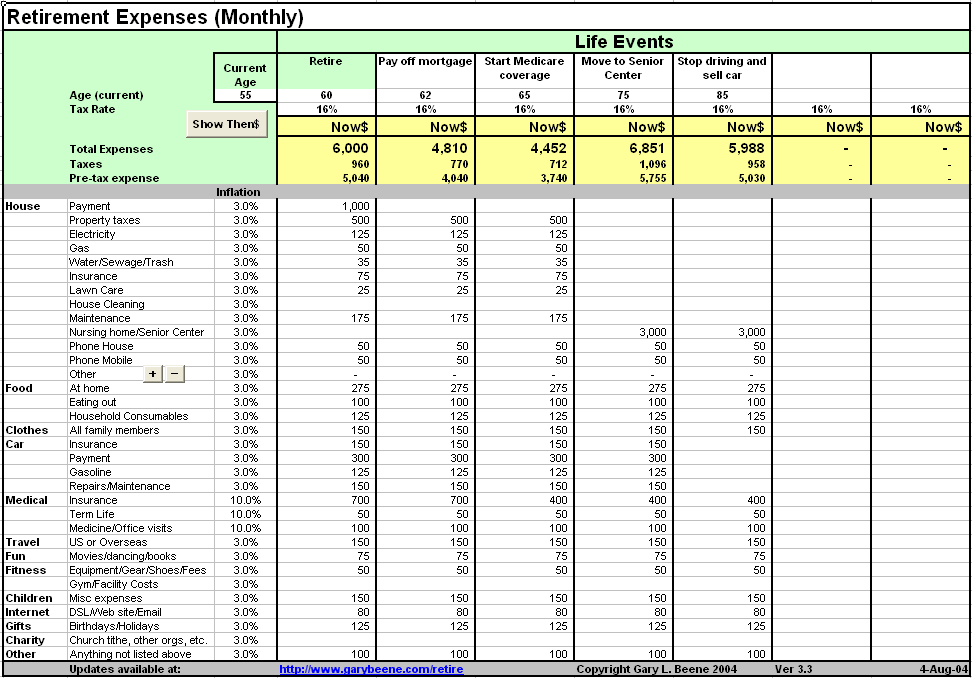 Retirement Planning Excel Template from www.garybeene.com